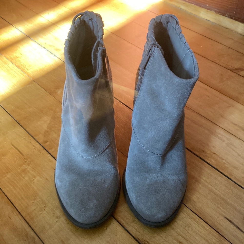 Grey suede booties